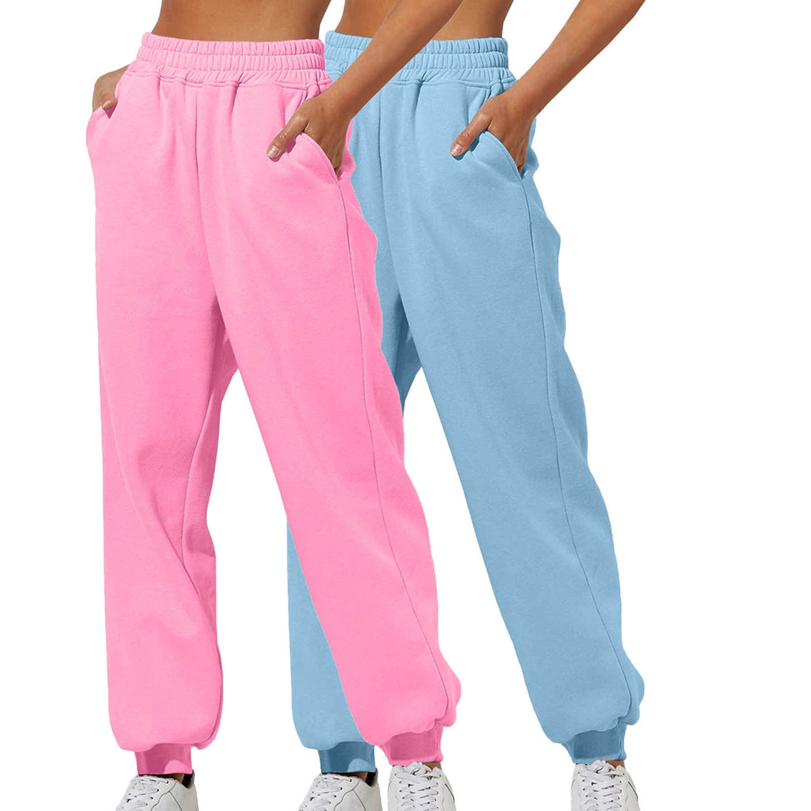 ZyeKqe 2PC Fleece Lined Joggers for Women Fall Winter High Waisted Jogger Pants Casual Comfy Active Sport Pants Walmart Business Supplies