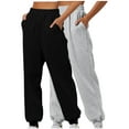 thumbnail image 1 of ZyeKqe 2PC Fleece Lined Joggers for Women Fall Winter High Waisted Jogger Pants Casual Comfy Active Sport Pants, 1 of 4