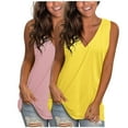 thumbnail image 1 of ZyeKqe 2PC Tank Tops for Women V Neck Sleeveless Going out Tops Casual Flowy Summer Tanks Shirts, 1 of 5