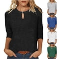 thumbnail image 1 of ZyeKqe Womens Tops Casual Keyhole Crewneck Loose Fitted Blouses Comfy Plain Solid Color Summer Top, 1 of 7