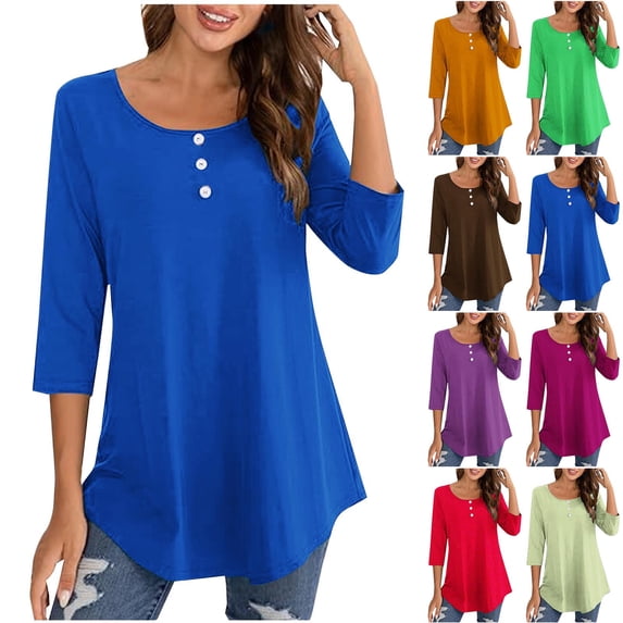 ZyeKqe Womens Tunic or Tops to Wear for Leggings for Womens Crewneck Dressy Casual Blouses Loose Fitted Shirts Fall Tops
