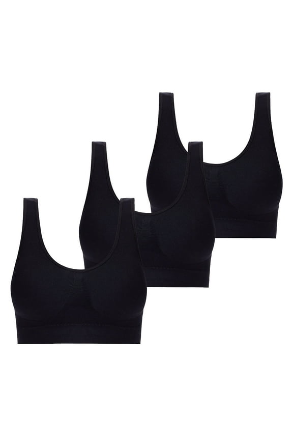 3 PC Sports Bras for Women Plus Size No Underwire Full Coverage Stretchty Seamless Bralettes Bras Breathable Liftup Bras