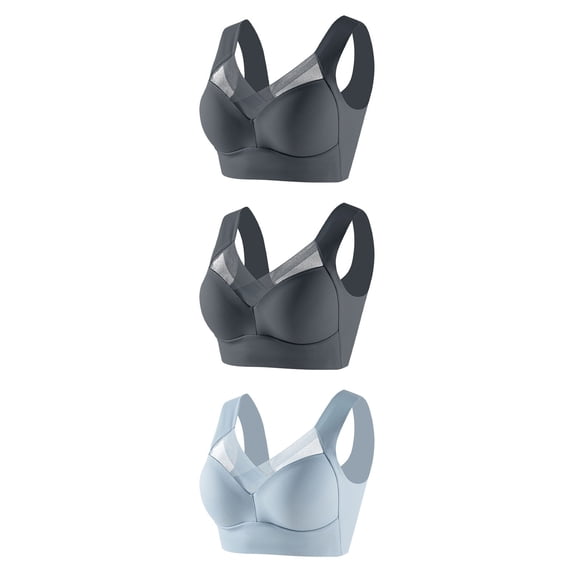 ZyeKqe 3 Pack Plus Size Womens Sport Bras Full Coverage Wireless Seamless Padded Lifting Push up Bras