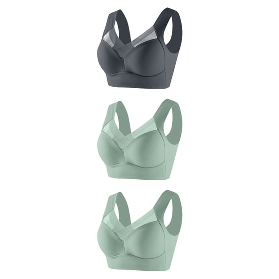 ZyeKqe 3 Pack Plus Size Womens Sport Bras Full Coverage Wireless Seamless Padded Lifting Push up Bras