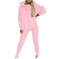 thumbnail image 1 of ZyeKqe 3 Piece Outfits for Women Fleece Lined Hooded Sweatshirts Tank Top High Waisted Skinny Pants Sweatsuits Tracksuits, 1 of 5