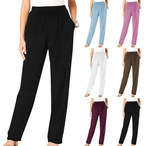 ZyeKqe Dress Pants for Women Casual High Waisted Work Pants Loose Fitted Hiking Jogger Trousers with Pockets