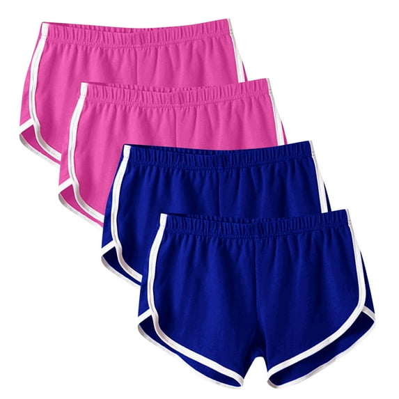 ZyeKqe 4pc Womens Shorts Workout Yoga Athletic Running Gym Shorts Color Block Casual Summer Dolphin Shorts