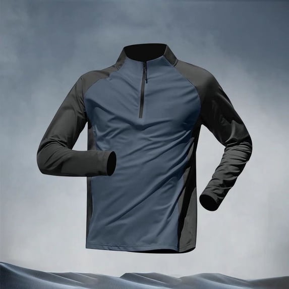 ZyeKqe Athletic Tops for Men Long Sleeve 1/4 Zip up Mock Neck Quick Drying Breathable Fitness Sports Running Workout Shirts
