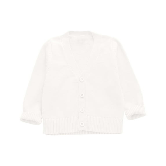 ZyeKqe Baby Boy Girls Cardigans Toddler Cotton Knit Sweater Button down V Neck Knit Top Solid Color Infant Baby Coat Outwear