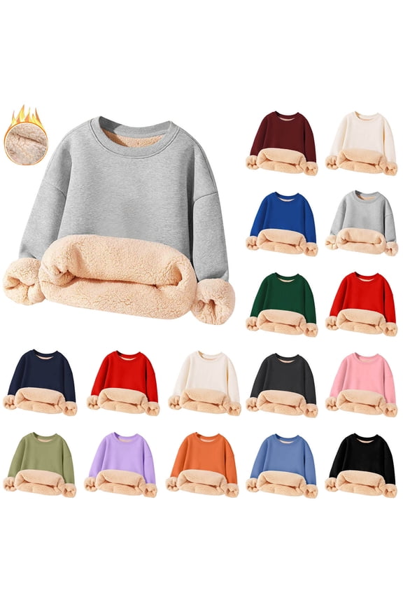 Baby Boys Girls Clothes Toddler Sherpa Fleece Lined Sweatshirts Kids Fall Winter Warm Thicken Fuzzy Pullover