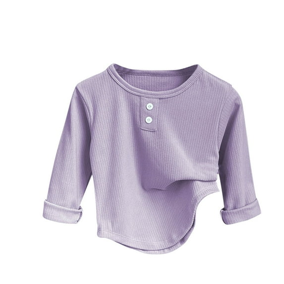 ZyeKqe Baby Clothes Boys Girls Cotton Tops Infant Long Sleeve Undershirts Newborn Crewneck Button up Loose Base Layer