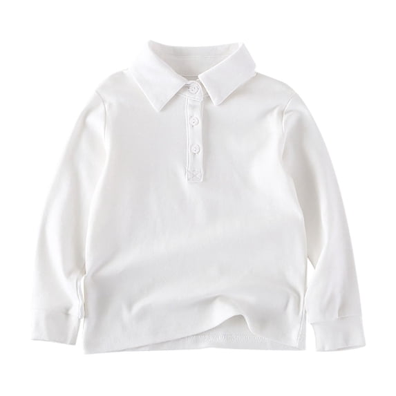 ZyeKqe Baby Clothes Boys Girls Long Sleeve Tops Toddler Button up Lapel Cotton Shirts Solid Color Loose Tees