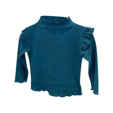 ZyeKqe Baby Clothes Infant Newborn Girls Sweater Fall Winter High Neck Knit Top Ruffle Long Sleeve Slim Fitted Pullovers
