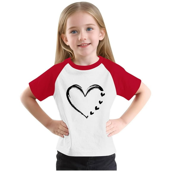 ZyeKqe Baby Clothes Toddler Boys Girls T Shirts Cute Heart Print Short Sleeve Soft Comfy Loose Fitted Tees