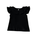 thumbnail image 1 of ZyeKqe Baby Clothes Toddler Girl Summer Top Ruffle Cap Sleeve Shirts Crewneck Ribbed Knit T Shirts, 1 of 3