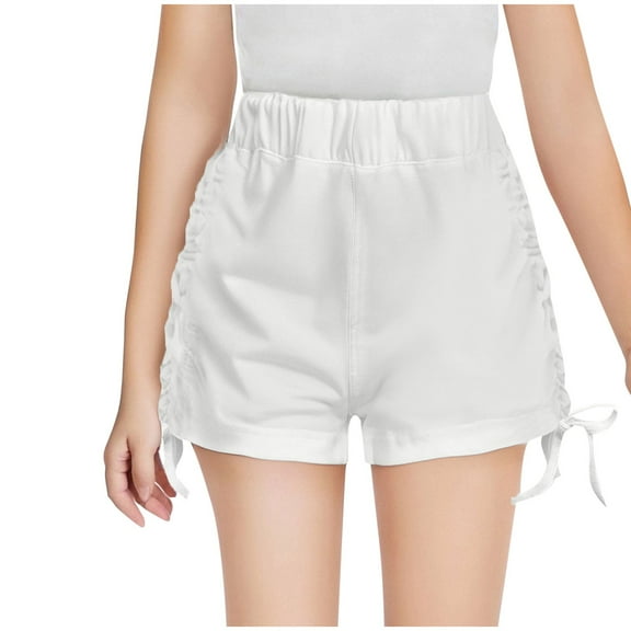 ZyeKqe Baby Clothes Toddler Girls Cotton Shorts High Waisted Casual Shorts Side Drawstring Loose Fitted Shorts
