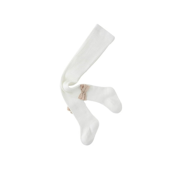 ZyeKqe Baby Girls Leggings High Waisted Cotton Tights Solid Color Comfy Ribbed Knit Pantyhose