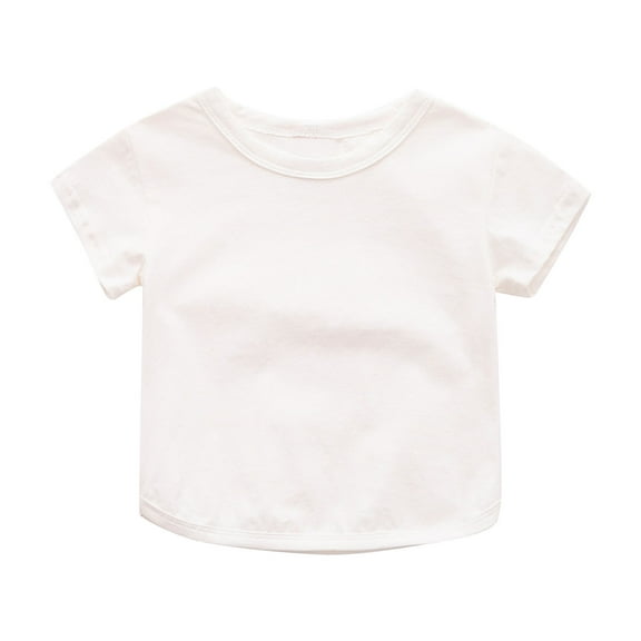 ZyeKqe Baby Girls T Shirts Newborn Short Sleeve Shirts Infant Solid Color Blouses Top Loose Fitted Tees