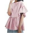 thumbnail image 1 of ZyeKqe Blouses for Women Dressy Casual Ruffle Half Sleeve Shirts Crewneck Babydoll Cute Summer Tops, 1 of 6