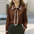 thumbnail image 1 of ZyeKqe Blouses for Women Long Sleeve Dressy Casual Loose Lapel Collar Work Top Elegant Lightweight Business Office Shirts, 1 of 6