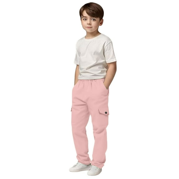 ZyeKqe Boys Cargo Pants Kids Casual Baggy Hiking Joggers Elastic Waist Outdoor Pull on Sweatpants with Pockets