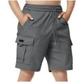 thumbnail image 1 of ZyeKqe Boys Cargo Shorts Drawstring Elastic Waisted Short Pants Solid Color Hiking Shorts with Pockets, 1 of 7
