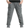 thumbnail image 1 of ZyeKqe Boys Cotton Pants Fall Winter High Waisted Long Pants Cinch Bottom Sweatpants with Pockets, 1 of 3
