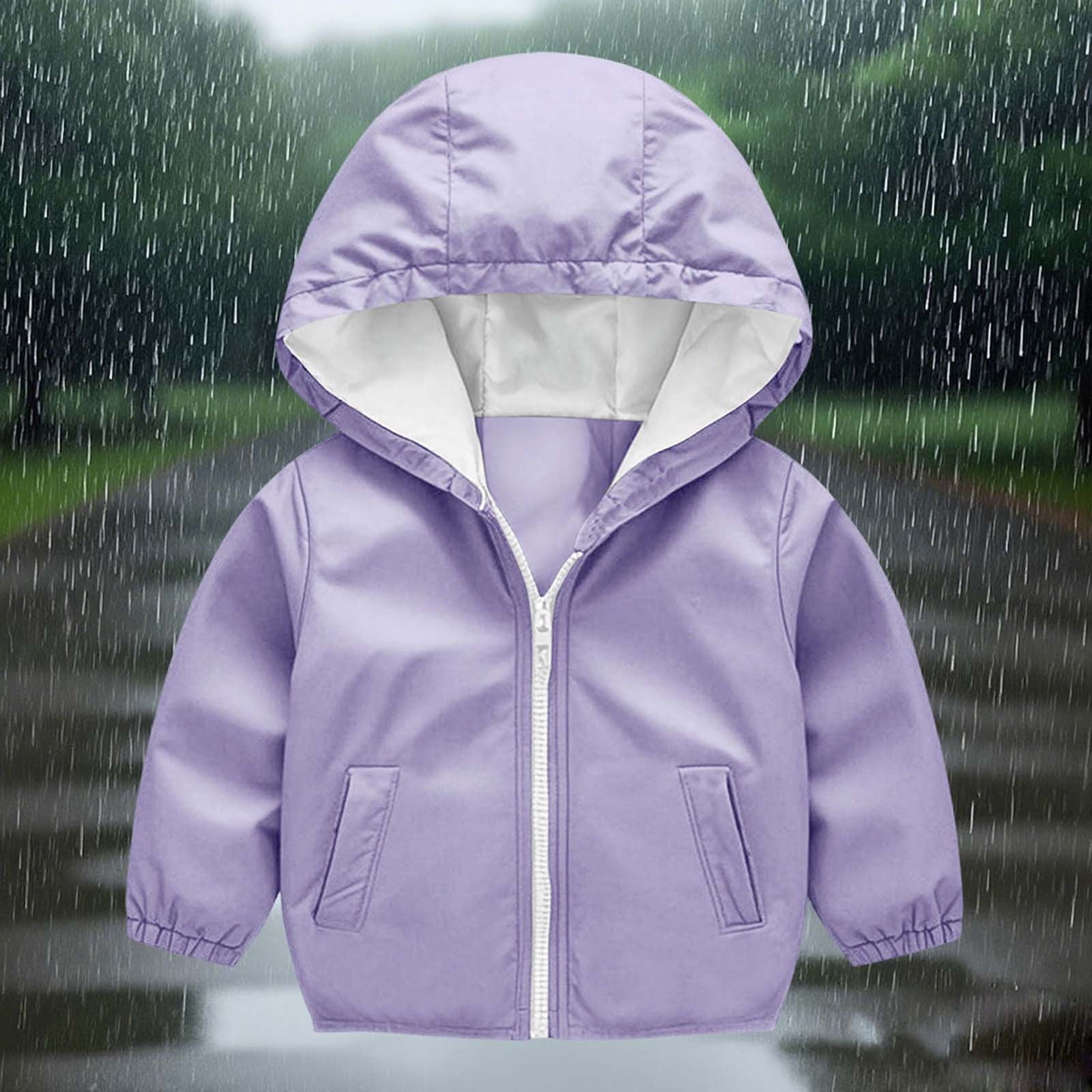 雪雨ページ ZyeKqe Boys Girls Rain Jackets Long Sleeve Full Zipper Hooded