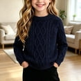 thumbnail image 1 of ZyeKqe Boys Girls Sweater Cable Knit Fleece Crewneck Pullover Casual Winter Warm Soft Comfy Unisex Long Sleeve Tops for Kids, 1 of 7
