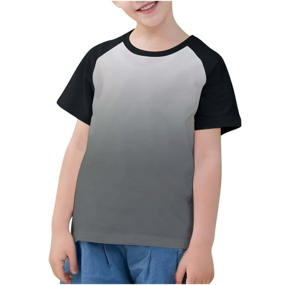 ZyeKqe Boys Girls T Shirts Toddler Crewneck Short Sleeve Shirts Gradient Color Loose Fitted Summer Tops