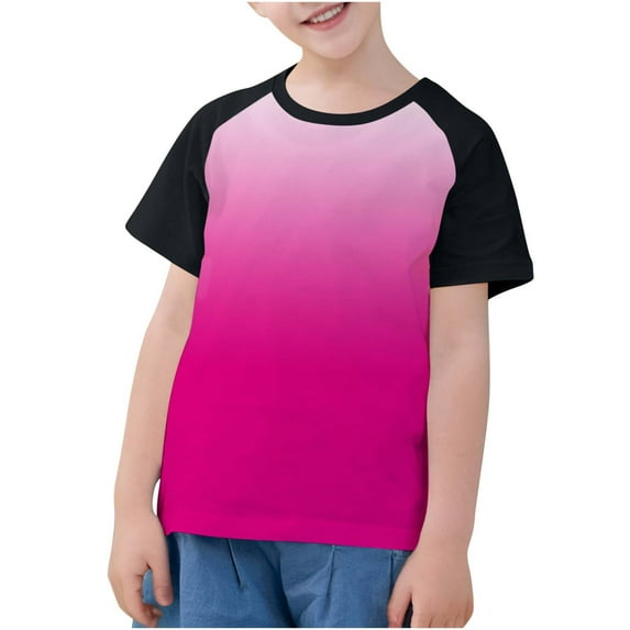 ZyeKqe Boys Girls T Shirts Toddler Crewneck Short Sleeve Shirts Gradient Color Loose Fitted Summer Tops