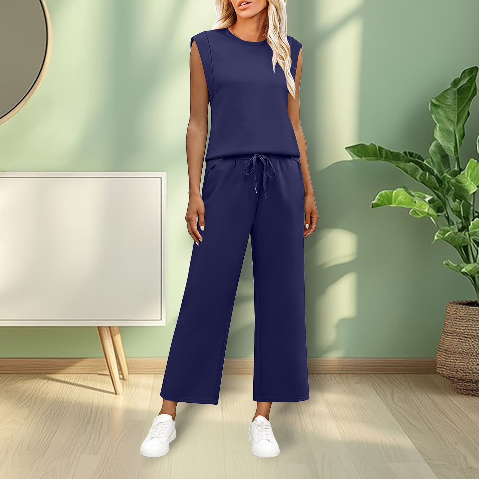 ZyeKqe Business Casual Outfits for Women Plus Size Cap Sleeve Crewneck ...