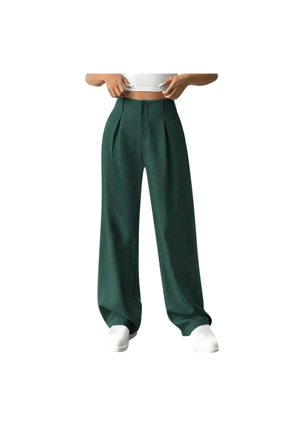 Business Casual Pants for Women High Waisted Dress Pants Wide Leg Pleated Work Office Trousers