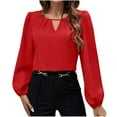 thumbnail image 1 of ZyeKqe Business Casual Tops for Women Long Sleeve Shirts Keyhole Crewneck Pleated Blouses Office Work Dressy Top, 1 of 7