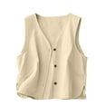 thumbnail image 1 of ZyeKqe Button down Cotton Linen Tank Tops for Women Sleeveless V Neck Lightweight Loose Comfy Summer Vest, 1 of 6