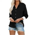 thumbnail image 1 of ZyeKqe Button down Shirts for Women Drop Shoulder Blouse Long Sleeve Oversized Shirt Work Office Solid Color Tops, 1 of 6