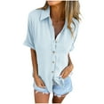 thumbnail image 1 of ZyeKqe Button down Shirts for Women Short Sleeve Shirts Collared Work Office Blouses Loose Business Casual Top, 1 of 7