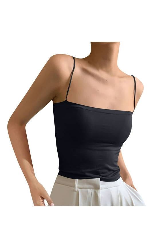 Camisole Tops for Women Adjustable Strap Sleeveless Shirts Square Neck Undershirts Vest Stretchy Sim Fitted Cami Top