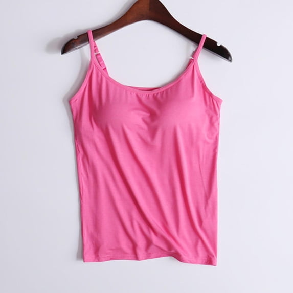 ZyeKqe Camisole Tops for Women Built in Bra Tank Tops Spaghetti Strap Yoga Tops Plus Size Sleeveless Undershirts Size 3XL-6L