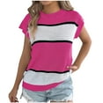 thumbnail image 1 of ZyeKqe Cap Sleeve Tops for Women Crewneck Pullover Knit Top Color Block T Shirts Blouses Top, 1 of 5