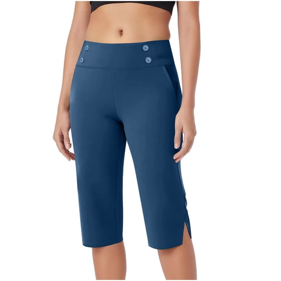 ZyeKqe Capri Dress Pants for Women High Waisted Casual Workout Yoga Crop Pants Straight Business Casual 3/4 Slacks