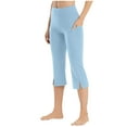 thumbnail image 1 of ZyeKqe Capri Flare Leggings for Women Summer High Waisted Yoga Capri Belly Control Slit Bootcut Crop Pants, 1 of 9