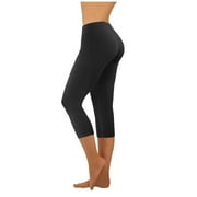 ZyeKqe Capri Leggings for Women Summer Cropped High Waist Yoga Pants Comfy Stretchy Silm Fitted Capris