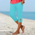 thumbnail image 1 of ZyeKqe Capri Leggings for Women Summer High Waisted Solid Color Capris Slim Fitted Casual Vacation Beach Tights, 1 of 6