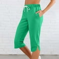 thumbnail image 1 of ZyeKqe Capri Pants for Women Casual Drawstring Elastic Workout Yoga Solid Color Sports Cropped Pants Capris, 1 of 9