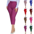 thumbnail image 1 of ZyeKqe Capri Pants for Women Dressy High Waisted Stretchy Business Casual Capris Cropped Office Work Trousers, 1 of 7