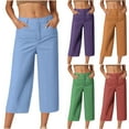 thumbnail image 1 of ZyeKqe Capri Pants for Women Low Waisted Dress Capris Straight Wide Leg Business Casual Cropped Pants, 1 of 6