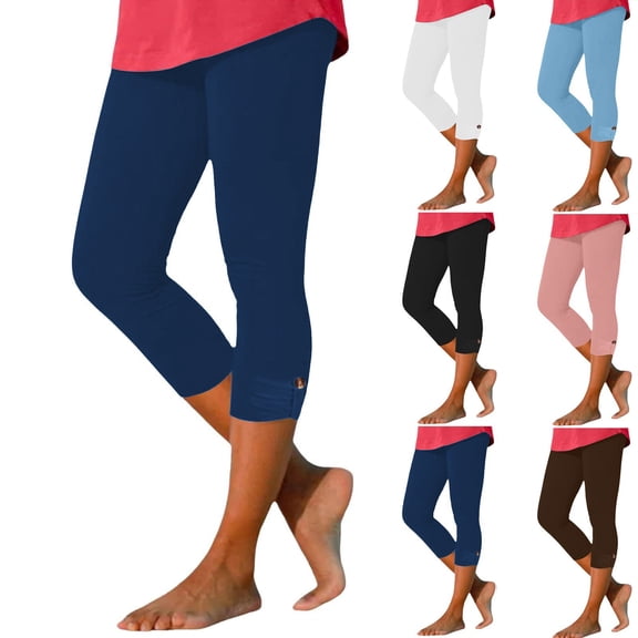 ZyeKqe Capris for Womens Summer Dressy Cropped High Waist Yoga Pants Comfy Stretchy Capri Leggings