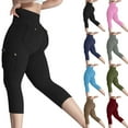 thumbnail image 1 of ZyeKqe Cargo Capri Leggings with Pockets for Women High Waist Belly Control Butt Lifting Cropped Workout Running Pants, 1 of 10