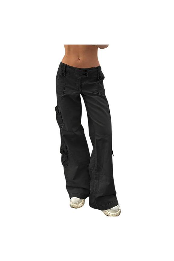 Cargo Jeans for Women High Waisted Baggy Denim Pants Straight Wide Leg Full Length Trousers Streetwear
